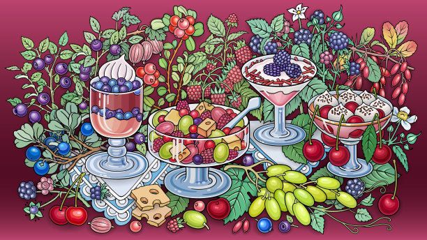 糖果、浆果、水果、饮料图片下载