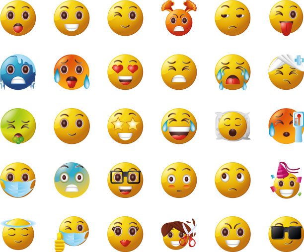 在白色背景上设置表情图片下载