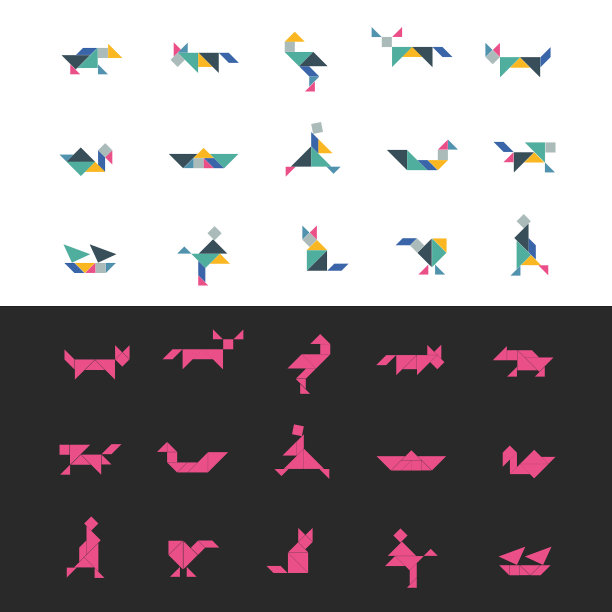 七巧板拼图正方形设置三角形图片下载