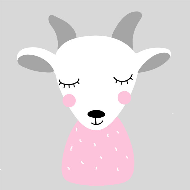 可爱有趣的山羊女孩手绘图片下载