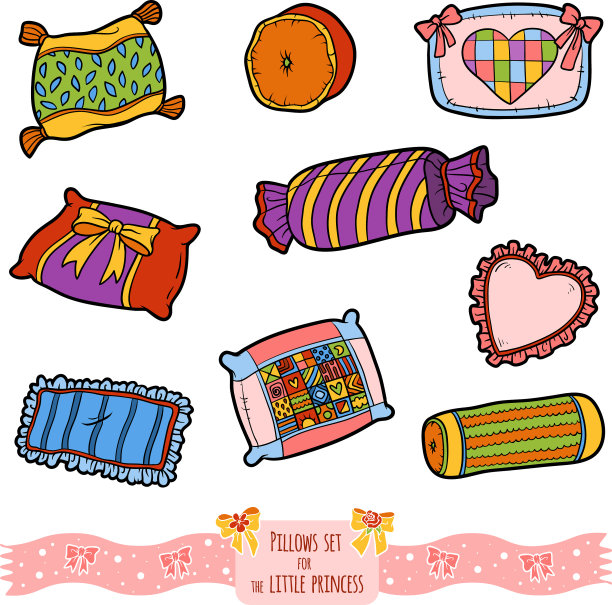 彩色套装枕头卡通系列图片下载
