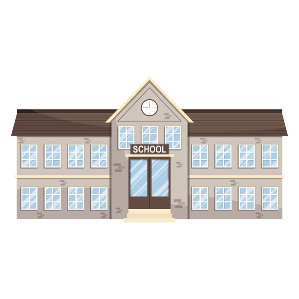 卡通学校砖砌建筑图片下载