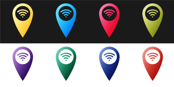带WIFI网络信号的指针地图集图片下载