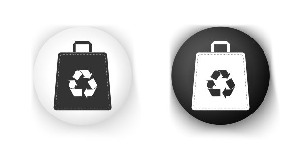 黑色和白色的纸购物袋与回收图片下载