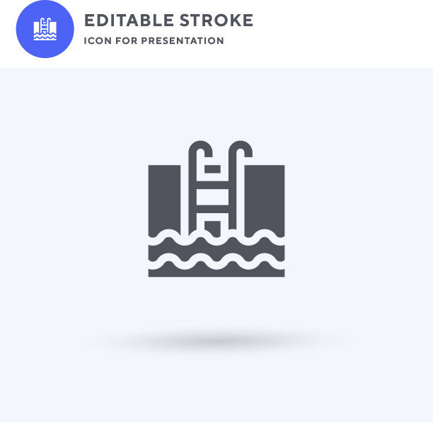 水池图标填充平面标志固体图片下载