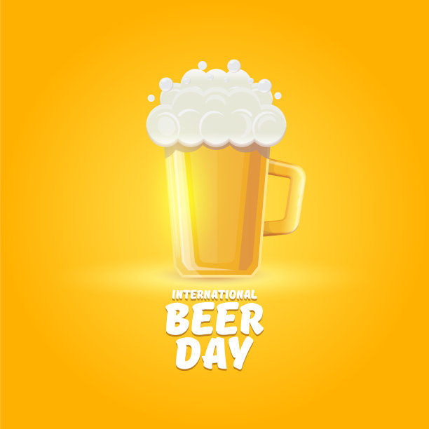 国际啤酒日的横幅或海报与啤酒图片下载