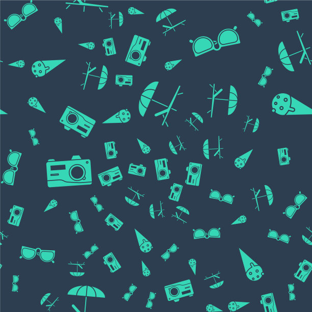 设置日光浴床和伞眼镜和照相相机图片下载