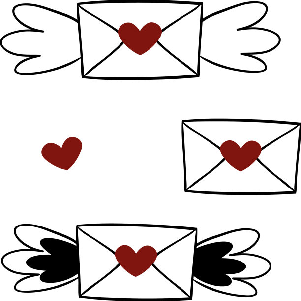 信封与翅膀的心元素图片下载