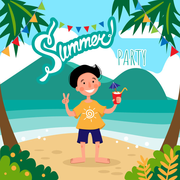 夏日派对男拿着鸡尾酒站在那里图片下载