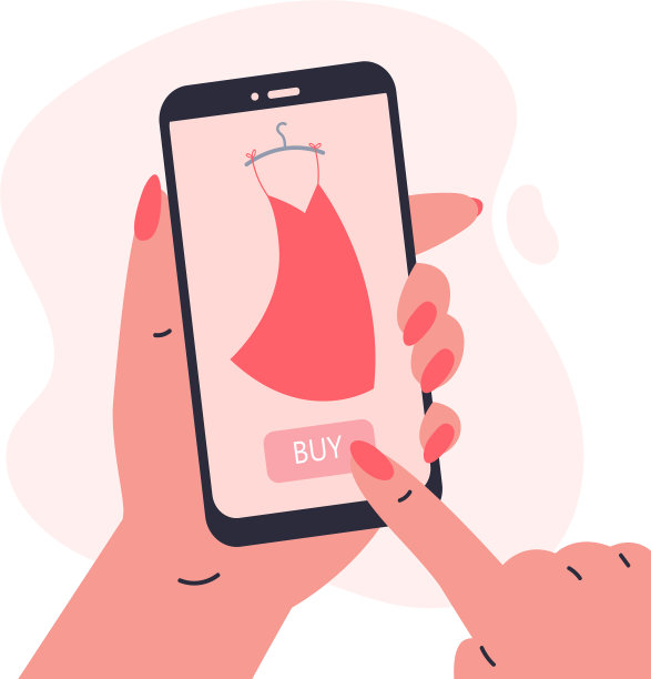 正在网上购物的女人手里拿着电话图片下载