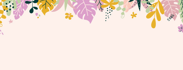 夏季长条幅热带叶和植物图片下载