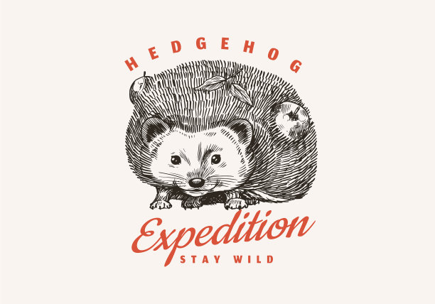 刺猬徽章多刺的森林野生动物标签图片下载