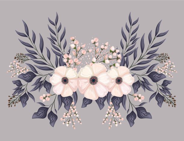 白花与叶的画图案图片下载