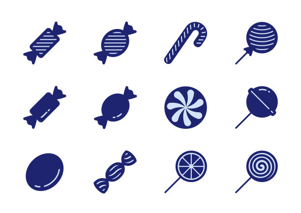 糖果图标设置在字形风格图片下载