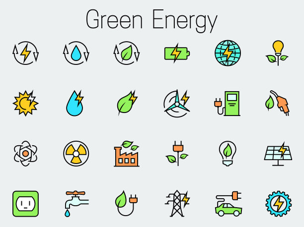 绿色能源相关图标设置图片下载