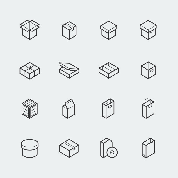 包相关图标设置在细线样式图片下载