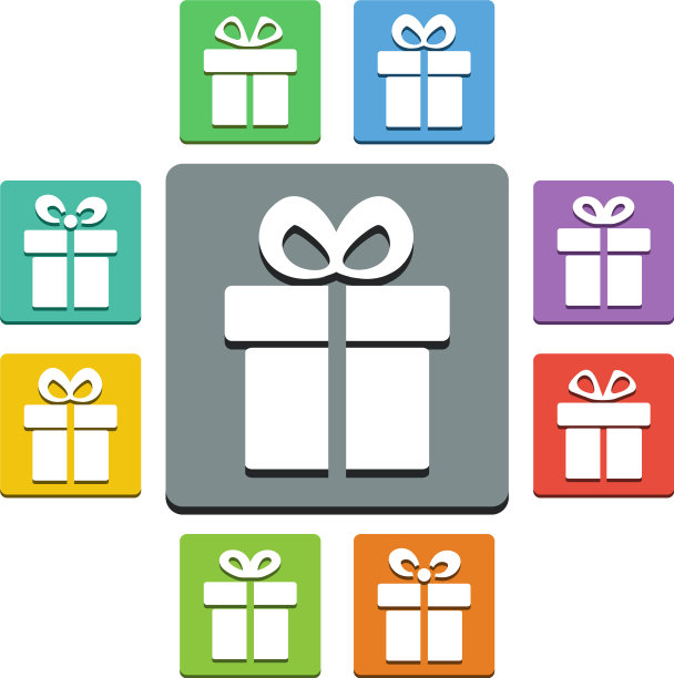 呈现图标-几乎是平面风格- 9种颜色图片下载