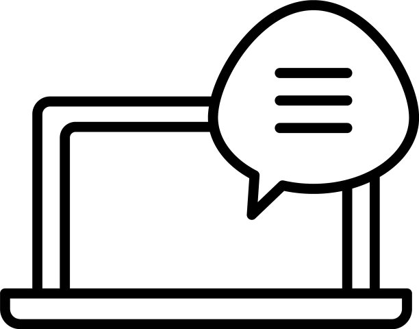 带有语音气泡图标线的笔记本电脑图片下载