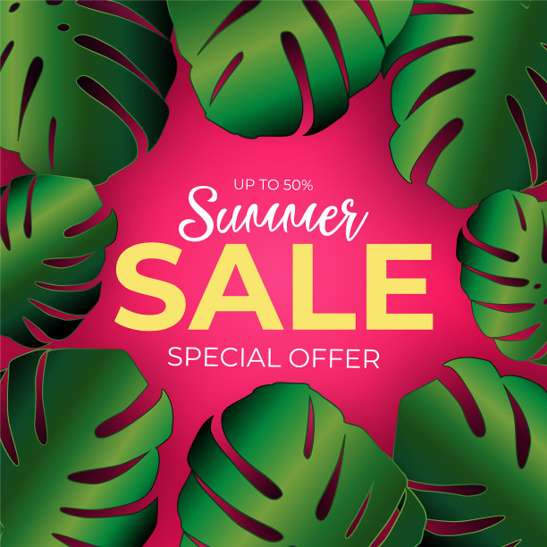 热带天然棕榈夏季销售背景图片下载