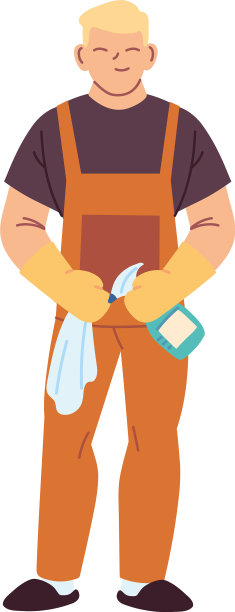 清洁服务人员戴着手套进行清洁图片下载