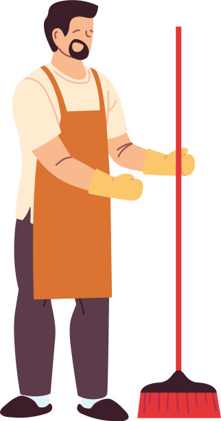 清洁服务人员戴着手套进行清洁图片下载