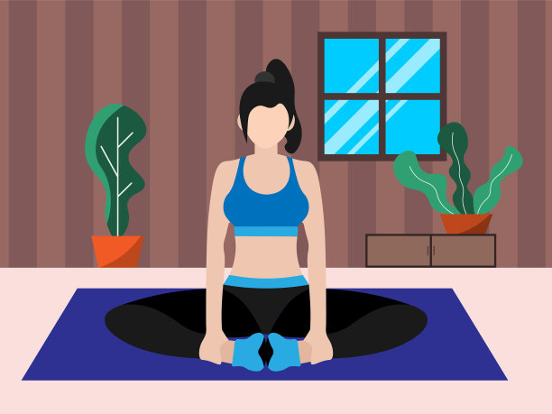 年轻女子坐着以瑜伽姿势冥想图片下载