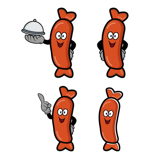 香肠卡通人物集设计模板图片下载