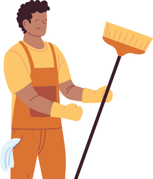 清洁服务人员戴着手套进行清洁图片下载