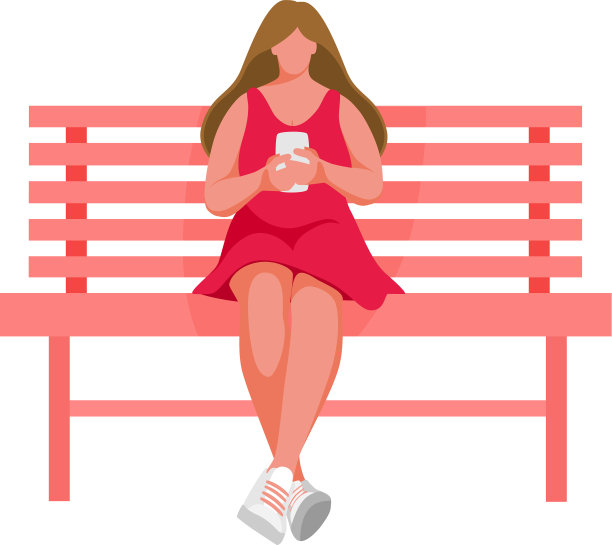 坐在长椅上的女孩图片下载