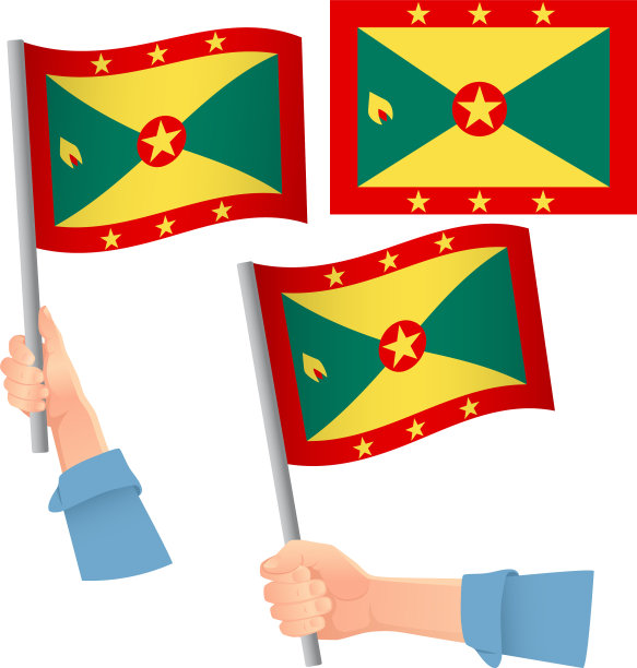 手握格林纳达国旗图片下载