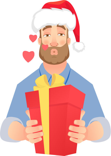 男人拿着红色的礼物盒图片下载