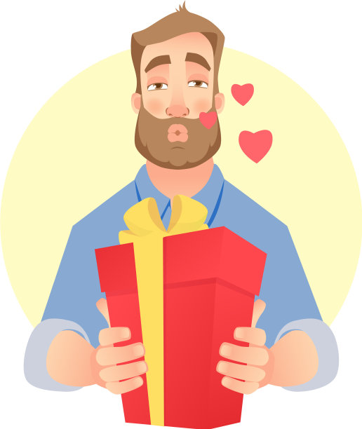 男人拿着红色的礼物盒图片下载