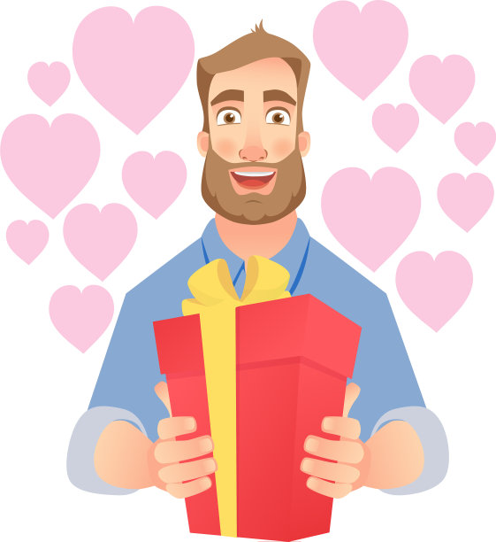 男人拿着红色的礼物盒图片下载