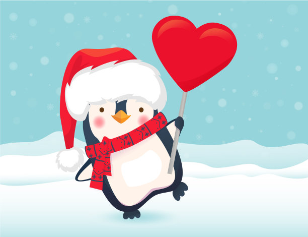 企鹅拿着心图片下载