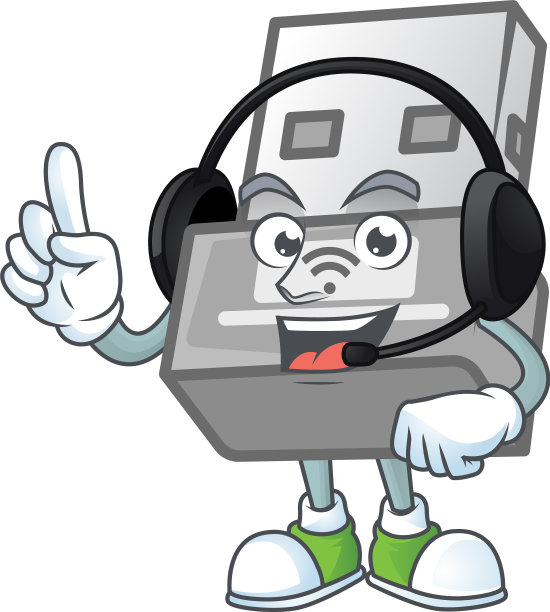 甜美的usb无线适配器对着耳机说话图片下载