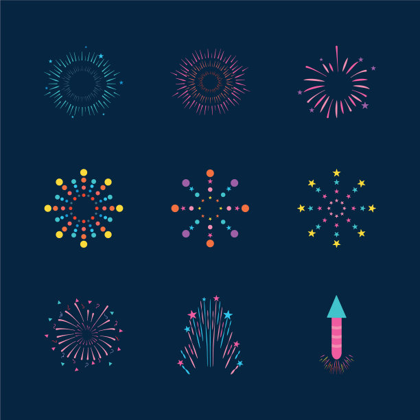 烟花爆炸图标设置平面样式图片下载