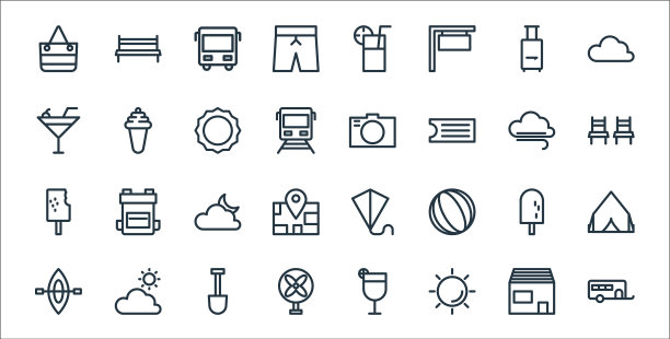 假日线图标线性集质量线集图片下载