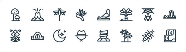 丛林线图标线性集质量线集图片下载