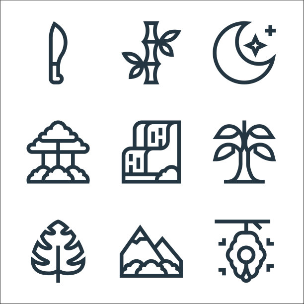 丛林线图标线性集质量线集图片下载