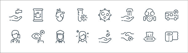 冠状病毒线图标线性集质量线图片下载