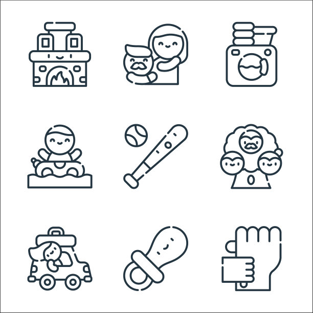 家庭生活线图标线性设置质量线图片下载