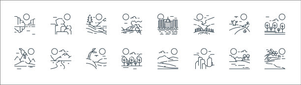 景观线图标线性集质量线集图片下载