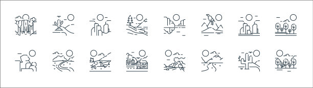 景观线图标线性集质量线集图片下载