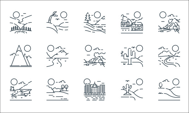 景观线图标线性集质量线集图片下载