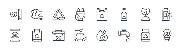 生态线图标线性集质量线集图片下载