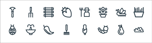 园林绿化设备线图标线性设置图片下载