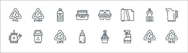 塑料产品系列图标线性集质量图片下载