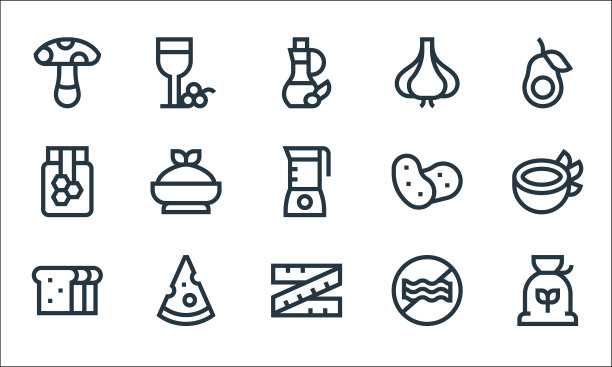 营养线图标线性集质量线集图片下载