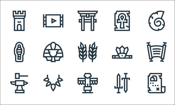 历史线图标线性集质量线集图片下载