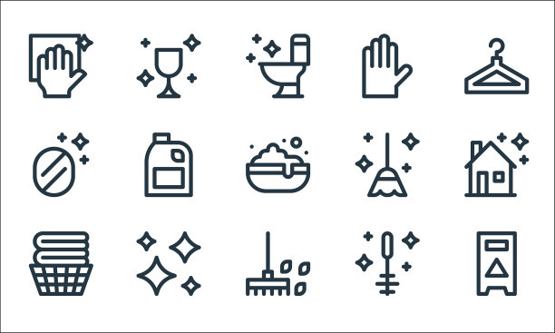 清洁线图标线性集质量线集图片下载